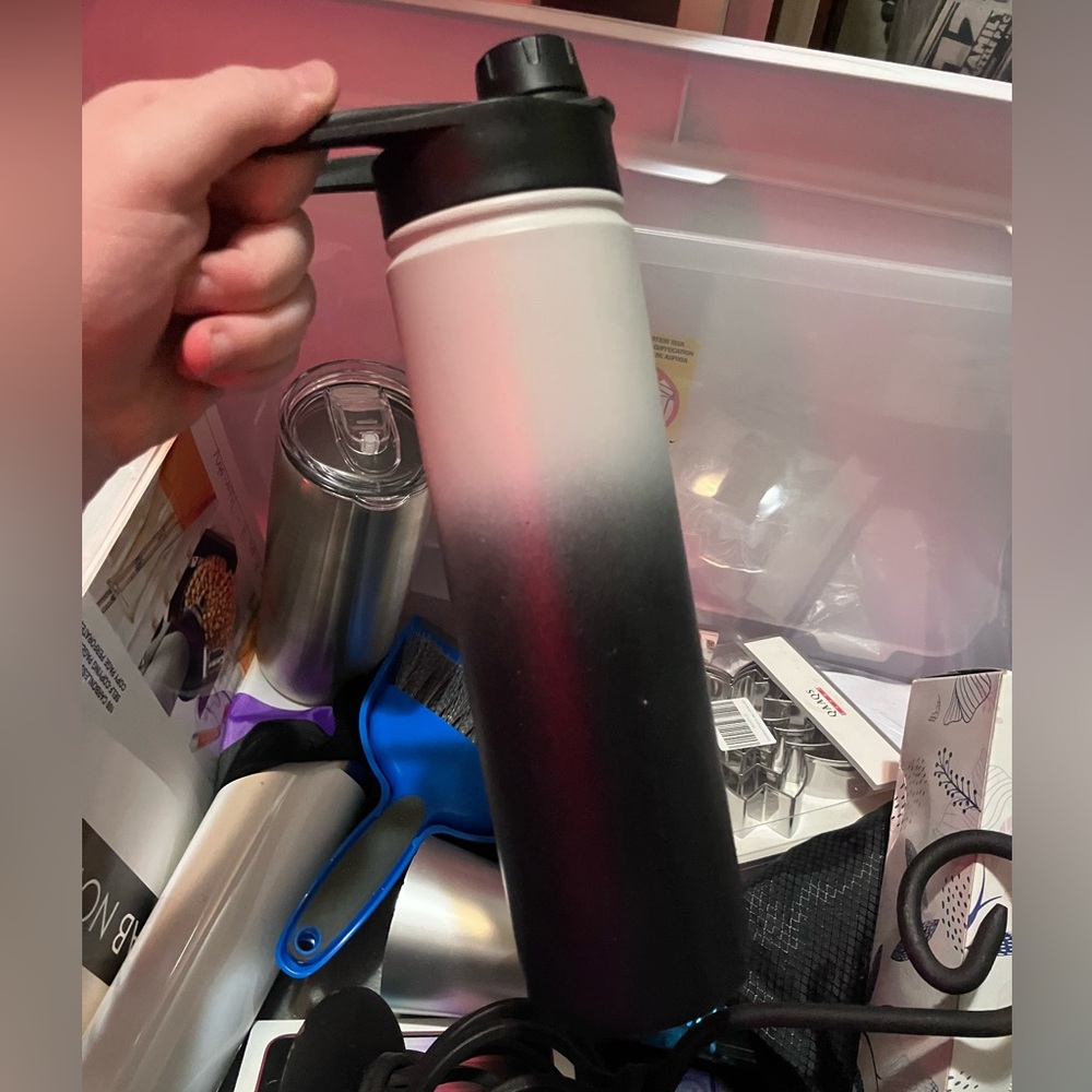 Black and White Ombre Water Bottle